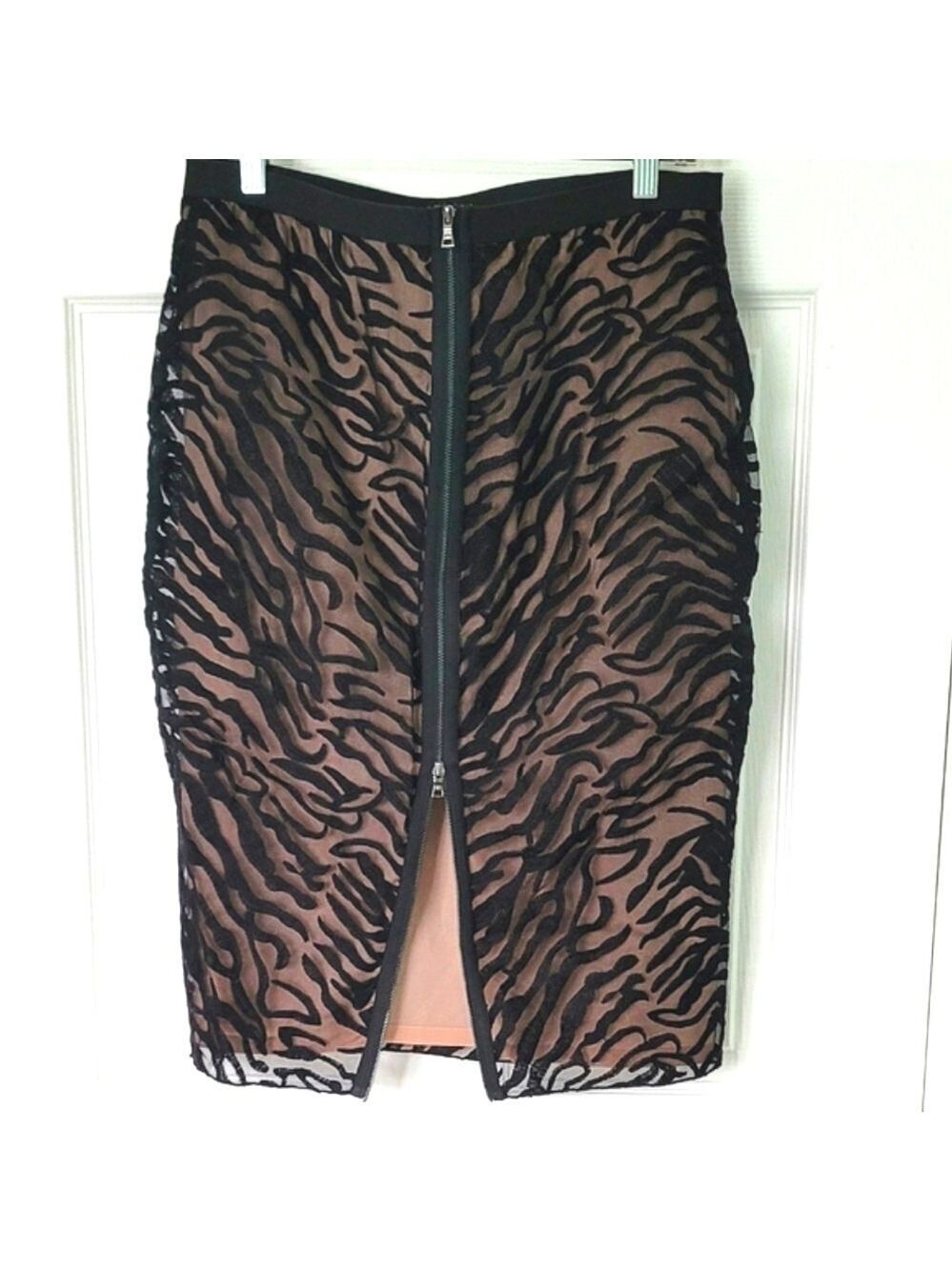 BCBG MaxAzria Women's Irisa Embroidered Sheer Pencil Skirt Size M